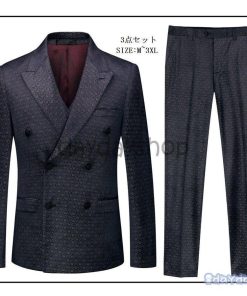 スリム 紳士服 上品 発表会 結婚式 ダブルボタンスーツ 司会者 就職活動 カッコイイ 3ピーススーツ ビジネススーツ フォーマルスーツ 大きいサイズ メンズスーツ