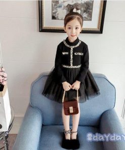 子供服 ワンピース キッズ 長袖 子供ドレス Dress 女の子 秋着 膝丈ワンピース シフォン ドット柄 韓国子供服 ジュニア 可愛い 通学着 おしゃれ カジュアル