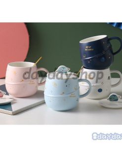 コーヒーカップ キッチン用品 星柄 蓋つき お茶用品 スプーン セットアイテム ティーカップ 星 宇宙 マグカップ 惑星 食器