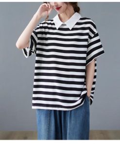 Tシャツ レディース トップス 40代 半袖 綿 ボーダー柄 春夏 カットソー 新作 大きいサイズ シンプル UVカット 韓国風 20代 30代 40代 かわいい おしゃれ