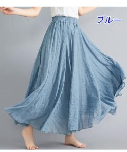 スカート 春夏 フレアスカート 綿麻 40代 フレア レディース ロングスカート 20代 30代 50代 ハイウエスト 大人 新作 おしゃれ 通勤