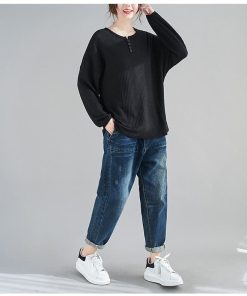 Tシャツ レディース 40代 ニット Vネック 秋冬 新作 韓国風 長袖 無地 ニット 20代 30代 50代 トップス 大きいサイズ 大人 ゆったり 体型カバー おしゃれ