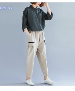 サルエルパンツ テーパードパンツ パンツ 綿麻パンツ ボトムス レディース カジュアル ポケット付き ゆったり コットン リネン コーデ 春 大きいサイズ 綿麻