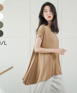 Tシャツ レディース 夏 綿 全7色 半袖 クルーネック カットソー トップス シンプル 透けない おしゃれ コーデ UVカット きれいめ 20代 30代 40代 フレア