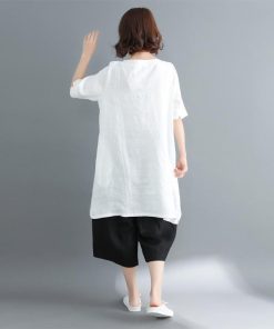 Tシャツ レディース 夏 綿麻 トップス 40代 半袖 カットソー 大きいサイズ シンプル ゆったり UVカット 韓国風 新作 かわいい おしゃれ 20代 30代