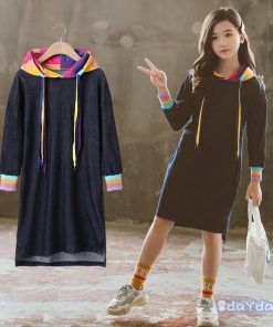 子供服 ワンピース 長袖 春秋 女の子 キッズワンピース デニムワンピース ロングTシャツ パーカー 子供ドレス ジュニア ベビー服 おしゃれ 150 新品 可愛い 160