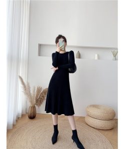 ニットワンピース 冬服 秋服 レディース 40代 ワンピース クルーネック 韓国風 おしゃれ 大人 セーターワンピース 無地 30代 20代 厚手 きれいめ