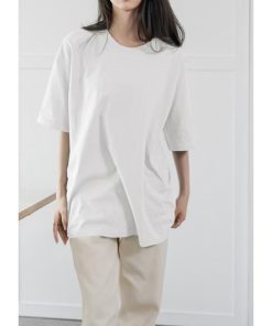 Tシャツ レディース 春夏 40代 半袖 クルーネック ニットトップス 白Tシャツ 無地 綿 ショット丈ニットソー ゆったり カットソー 大人 おしゃれ 50代 30代