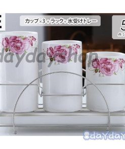 キッチン用品 日用雑貨 3つ 花柄 カトラリー立て ラック キッチン雑貨 ホワイト カトラリースタンド 幾何学模様 カトラリー入れ