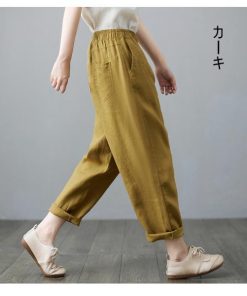 ワイドパンツ パンツ レディース 40代 春夏 綿麻 ボトムス ロングパンツ 韓国風 おしゃれ 20代 30代 50代 ハイウエスト ゆったり 楽ちん