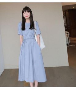 ワンピース レディース 春夏 40代 きれいめ マキシワンピース 半袖ワンピース 無地 リボン Aラインスカート オシャレ 韓国風 大人 OL 通勤 ゆったり 30代