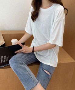 Tシャツ レディース きれいめ 40代 春夏 五分袖Tシャツ キラキラ 白ブラウス 綿 トップス オシャレ 韓国風 ゆったり 大きいサイズ  Tシャツ 30代50代 体型カバー