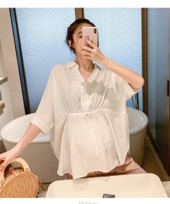 セットアップ マタニティ服 レディース ワイトパンツ 綿 麻 春夏 ママ 大きいサイズ 2点セット 大きいサイズ リボン マタニティーパンツ 妊婦服 40代 30代