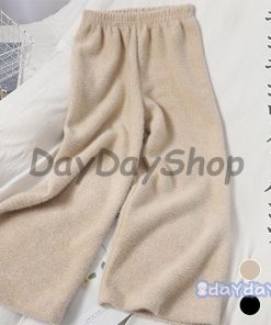 ウエストゴム ストレートパンツ パンツ ガウチョ 秋冬 ゆったり 着痩せ ワイドパンツ ロングパンツ 厚手 ニットパンツ レディース モコモコ