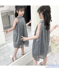 ワンピース キッズ 子供服 女の子 夏 キッズワンピース ノースリーブ チュール ドット柄 子供ドレス ジュニア 子ども お姫様 新品 おしゃれ 可愛い カジュアル