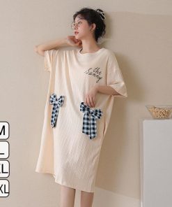 ルームウェア レディース 春夏 パジャマ ネグリジェ ワンピースタイプ 綿 半袖 女性 可愛い ロング 韓国風 寝巻き ルームワンピース 部屋着 ゆったり