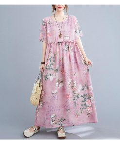 ワンピース レディース 40代 マキシワンピース 春夏 半袖ワンピース 花柄 シフォン Vネック フレアスカート きれいめ 韓国風 ゆったり 50代 20代 30代