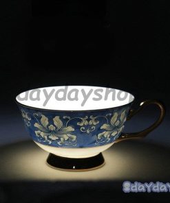 コーヒーカップ セット プレゼント お祝い 花柄 高貴 気品 ラック 来客用 ブルー ゴールド 上質 ホームパーティー 上品 ホワイト