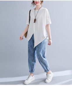 Tシャツ レディース トップス 40代 半袖 綿 春夏 新作 綿麻 大きいサイズ シンプル UVカット 韓国風 20代 30代 かわいい おしゃれ 黒 40代 白