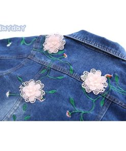 子供服 2点セットデニムジャケット+ジーンズ  女の子  キッズ  花柄刺繍 デニム Gジャン  長ズボン  ゆったり 学生服 春秋 ジュニア ファッション感