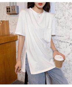 Tシャツ レディース きれいめ 40代 春夏 上品 半袖 Tシャツ ブラウス トップス オシャレ 韓国風 ロング ゆったり 大きいサイズ Tシャツ