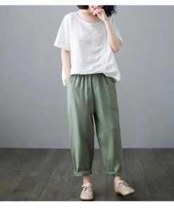 ワイドパンツ パンツ レディース 40代 春夏 綿麻 ボトムス ロングパンツ 韓国風 おしゃれ 20代 30代 50代 ハイウエスト ゆったり 楽ちん