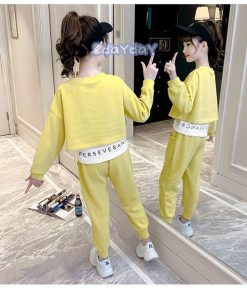 子供服 セットアップ 女の子 長袖 春秋 上下セット 韓国子供服 キッズ ジュニア Tシャツ ロング丈パンツ 可愛い 小学生 おしゃれ 通学着