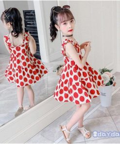 子供服 ワンピース ノースリーブ 春夏 女の子 キッズワンピース 薄手 ドット柄 チュニック 子供ドレス ジュニア おしゃれ 可愛い 女児 新品 150cm 涼しい 160cm