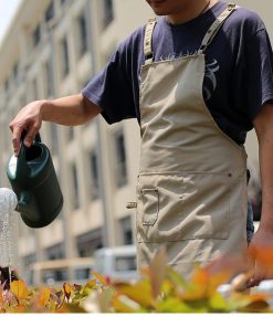 エプロン カフェエプロン おしゃれ かわいい ロング丈 首掛け式 保育士 美容院 ストライプ柄 男女兼用 長い 無地 ポケット プレゼント フリーサイズ H型