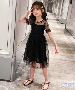 子供服 ワンピース 160 韓国子ども服 キッズ 女の子 夏服 半袖ワンピース チュール 水玉 子供ドレス 結婚式 誕生日 ベビー服 可愛い おしゃれ お姫様 ジュニア