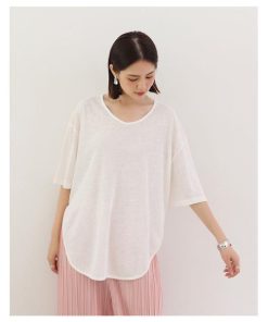 Tシャツ レディース 夏 綿 トップス 40代 半袖 カットソー 新作 大きいサイズ シンプル インナー UVカット 韓国風 20代 30代 40代 おしゃれ かわいい