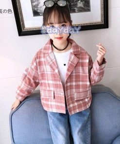 韓国子供服 トップス 春服 秋服 キッズ 女の子 チェック柄 アウター カジュアル 小さい洋服 コート お洒落 子供コート ジュニア服 110 120 160cm 150 140 130