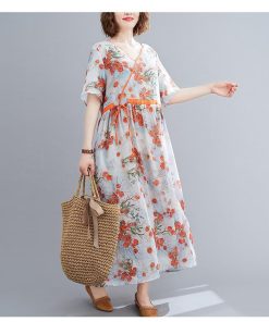 ワンピース レディース 40代 マキシワンピース 春夏 半袖ワンピース 花柄 シフォン Vネック フレアスカート きれいめ 韓国風 ゆったり 50代 20代 30代