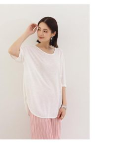 Tシャツ レディース 夏 綿 トップス 40代 半袖 カットソー 新作 大きいサイズ シンプル インナー UVカット 韓国風 20代 30代 40代 おしゃれ かわいい