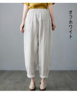 ワイドパンツ パンツ レディース 40代 春夏 綿麻 ボトムス ロングパンツ 韓国風 おしゃれ 20代 30代 50代 ハイウエスト ゆったり 楽ちん