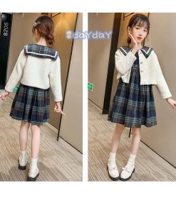 子供服 セットアップ 女の子 長袖 春秋 秋着 上下セット 韓国子供服 キッズ ジュニア トップス 丸首 スカート 膝上丈  新品 通学着 可愛い おしゃれ