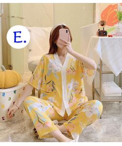 パジャマ ルームウェア レディース 夏 綿 半袖 総柄 前開き 大きいサイズ ロングパンツ 上下セット 可愛い 韓国風 寝間着 女性 部屋着