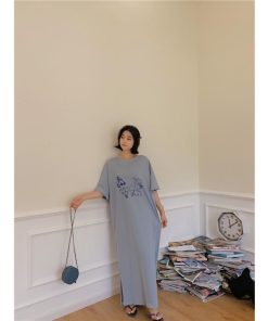 ワンピース ロンT Tシャツワンピース 40代 春夏 半袖 ロング丈 綿 ワンピース レディース 体型カバー 着痩せ 大きいサイズ 30代 韓国風 20代 ゆったり