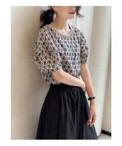 ブラウス レディース 夏 花柄 40代 シャツ パフスリーブ おしゃれ 半袖 トップス 韓国風 大人 通勤 Tシャツ 30代 50代 ゆったり