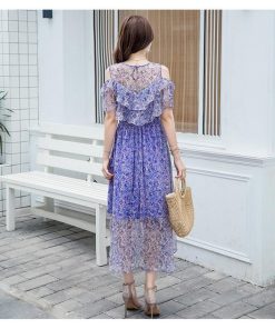 マキシワンピース レデイース ワンピース 半袖 夏 花柄 シフォン ロング丈 フリル 大きいサイズ 韓国風 リゾート オシャレ 着痩せ 30代 40代 50代 ゆったり