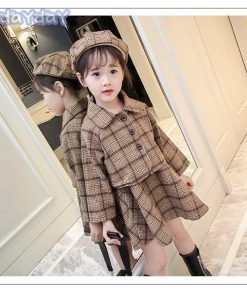 韓国子供服 キッズセットアップ 子とも3点セット 秋冬 女の子 可愛い ベレー帽 帽子贈り おしゃれ チェックセット 子とも服 結婚式 入学式 2色 卒園式