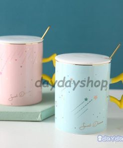 コーヒーカップ キッチン用品 星柄 蓋つき お茶用品 スプーン セットアイテム ティーカップ 星 宇宙 マグカップ 惑星 食器