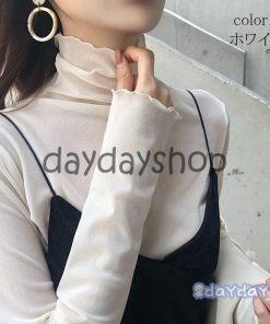 シアートップス Tシャツ メロウ 着こなせ 長袖 コーデ インナー ハイネック チュールトップス 程よい透け感 春夏 レイヤード