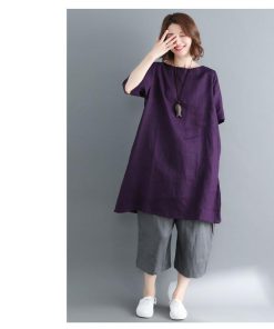 Tシャツ レディース 夏 綿麻 トップス 40代 半袖 カットソー 大きいサイズ シンプル ゆったり UVカット 韓国風 新作 かわいい おしゃれ 20代 30代