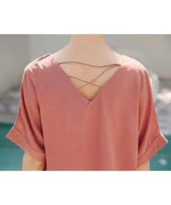 Tシャツ レディース Vネック 夏 袖あり 五分袖 韓国風 30代 40代 50代 おしゃれ 大きいサイズ 通勤 シャツ 着痩せ 新作 2色 無地 ゆったり カジュアル キレイ