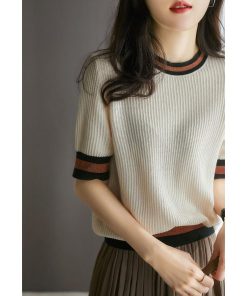 半袖Tシャツ 夏新作 ニット Tシャツ 50代 ゆったり 40代 半袖トップス ショット丈Tシャツ レディース おしゃれ 30代 薄手 大人