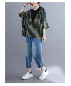 Tシャツ レディース トップス 40代 半袖 綿 春夏 新作 カットソー 新作 大きいサイズ ボーダー柄 UVカット 韓国風 20代 かわいい 30代 40代 おしゃれ