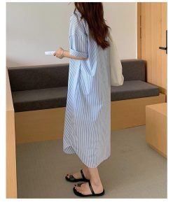 シャツワンピース レディース 40代 キレイめ ロング 可愛い 春夏 半袖 プリーツ シャツワンピ Aライン スカート ひざ丈 フレア 50代 30代 おしゃれ 韓国風