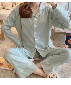 パジャマ レディース 春 秋 長袖 パジャマ ロングパンツ ルームウェア 上下セット 前開き パジャマ 可愛い パジャマ 韓国風 寝巻き 部屋着