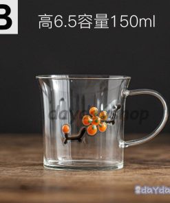 レッド お茶用品 シック シンプル フラワー 透明 コップ キッチン用品 グラス 食器 クリア 梅 取っ手 和モダン